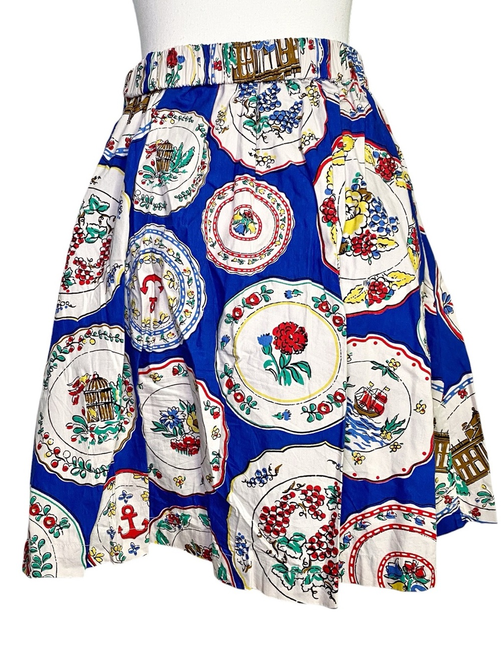 Boden Retro Plate Print Cotton A-Line
Skirt Blue US 8R Rare Print - Picture 2 of 13